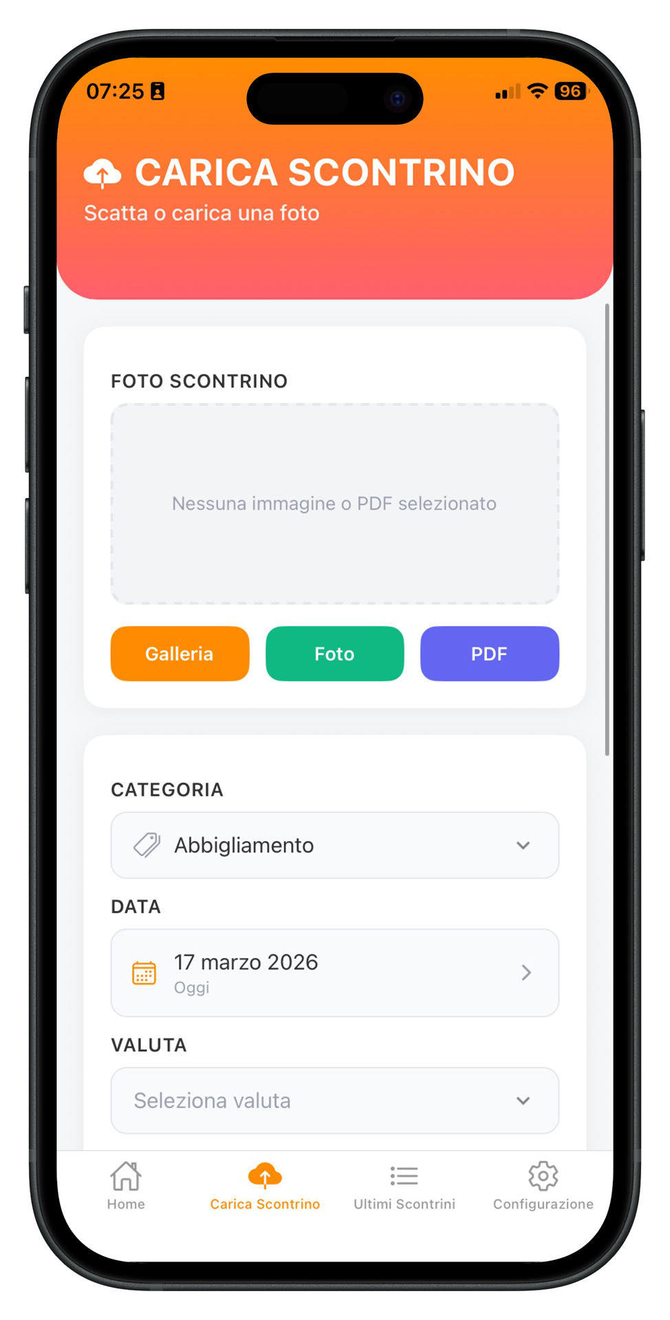 Caricamento scontrino